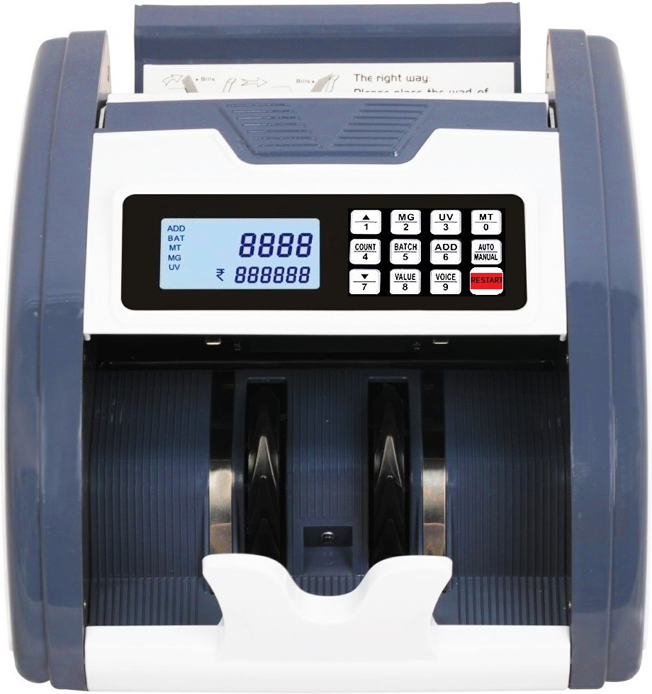 Drop2Kart CashCounter for All Indian Bill Denominations - UV/MG/MT FakeNote Detection, Bright TFT LCD Display with ADD+BATCH Mode Note Counting Machine image 1