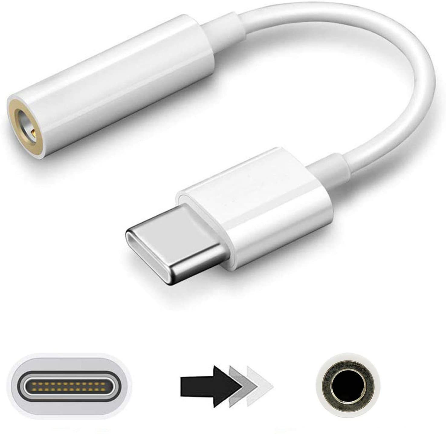 Twixxle White VXXI-ASD-100-Type-C to 3.5 MM to 3.5 MM Audio Jack Adapter Converte Phone Converter