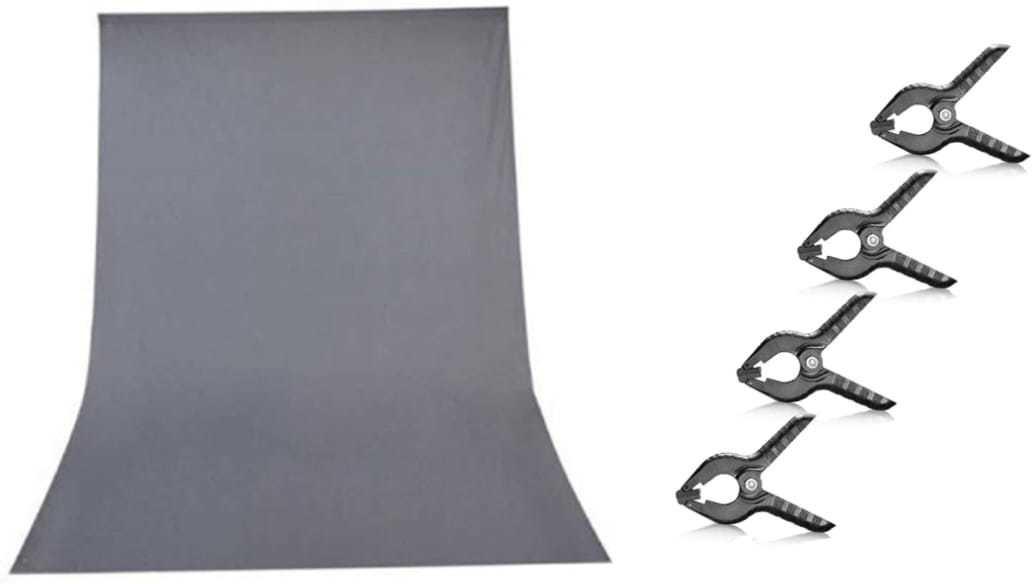 BOOSTY 8 x 12 FT Grey Backdrop Photo Light Studio Photography Background with CARRY BAG + 4pcs Backdrop Support Spring Clamp Reflector image 1