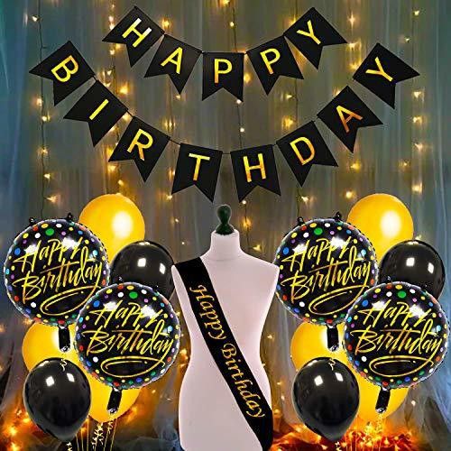 Happy Birthday Decoration Kit Combo Fairy Led Lights - 19pcs Set Banner, Balloon, Metallic, Foil, Sash For Boys, Girls, Kids, Wife, Girl Friend, Woman, 16th, 18th, 21st, 30th Party Supplies-image-46