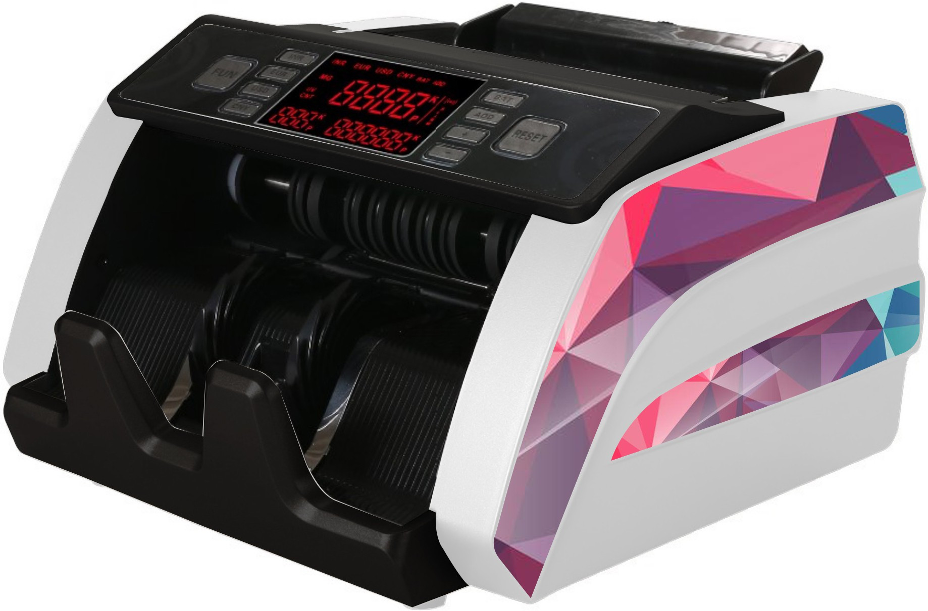 Drop2Kart Automatic Cash Counter with UV/MG Counterfeit Detection, Supports All INR Notes, Big LED Display with Fake-Note Alarm Note Counting Machine image 1