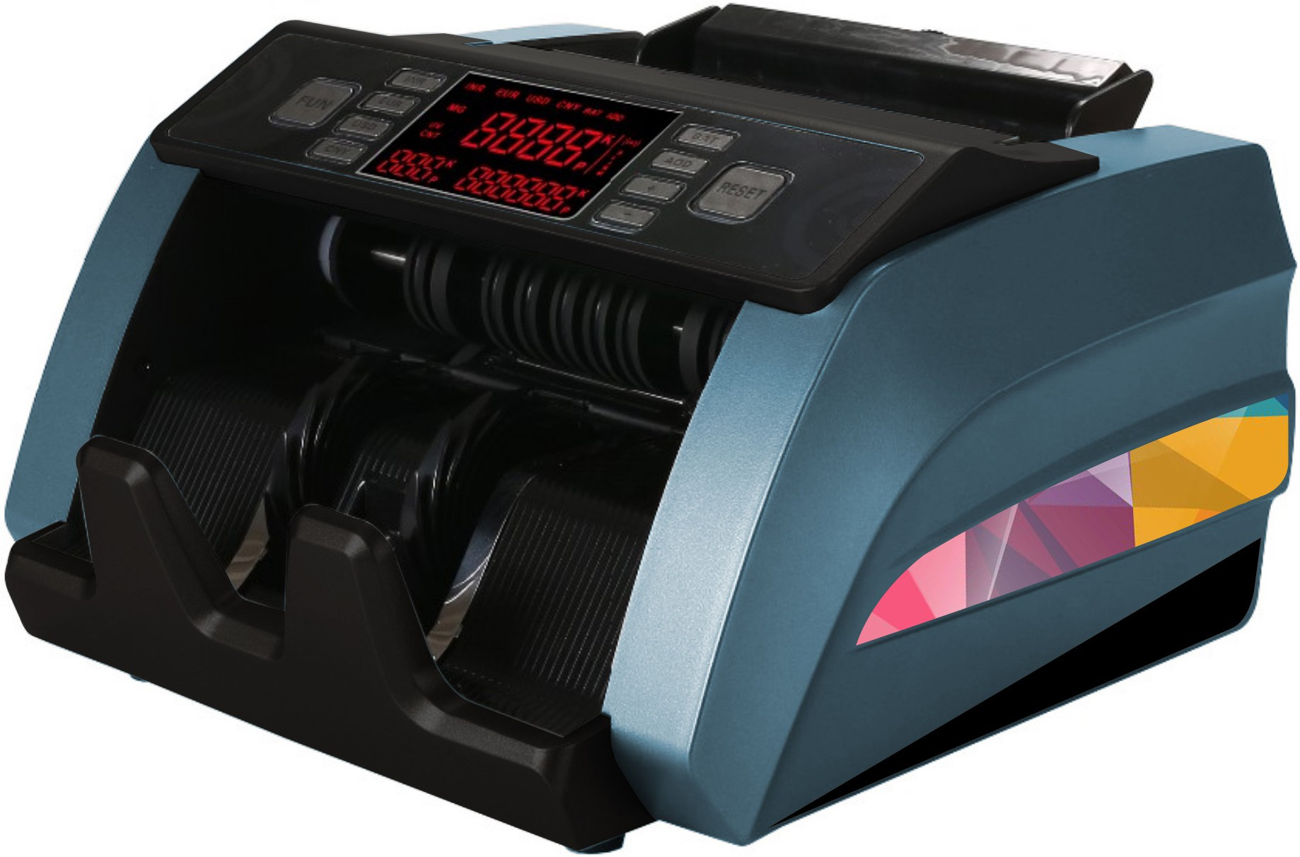 Drop2Kart Cash Counter - Automatic AccuCount, Heavy-Duty Motor, UV/MG FakeNote Detection, Counts All INR, External LED Display Note Counting Machine image 1