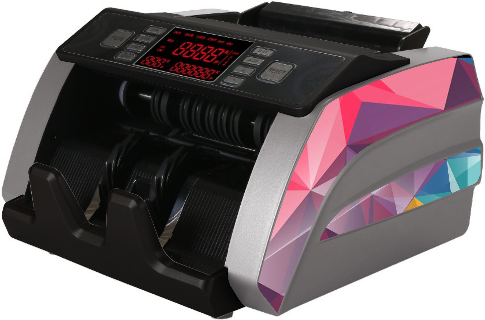 Drop2Kart Cash Counter for All Indian Bill Denominations - UV/MG FakeNote Scanning, Bright LED Display, Multiple Operation Modes Note Counting Machine image 1
