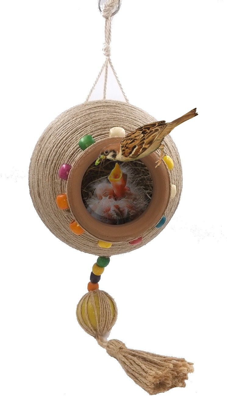 jainsons pet products Jute and Earthenware Matki Small Bird Nest Bird House Bird House-picture-24
