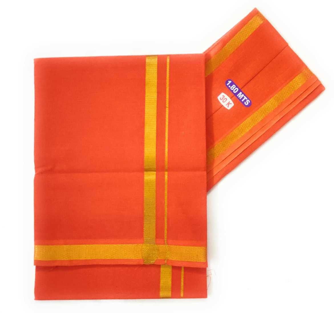 exclusive Dhoties Men's Traditional Pure Cotton Color Dhoti With Gold Zari Border Cotton Men Dhoti-picture-11