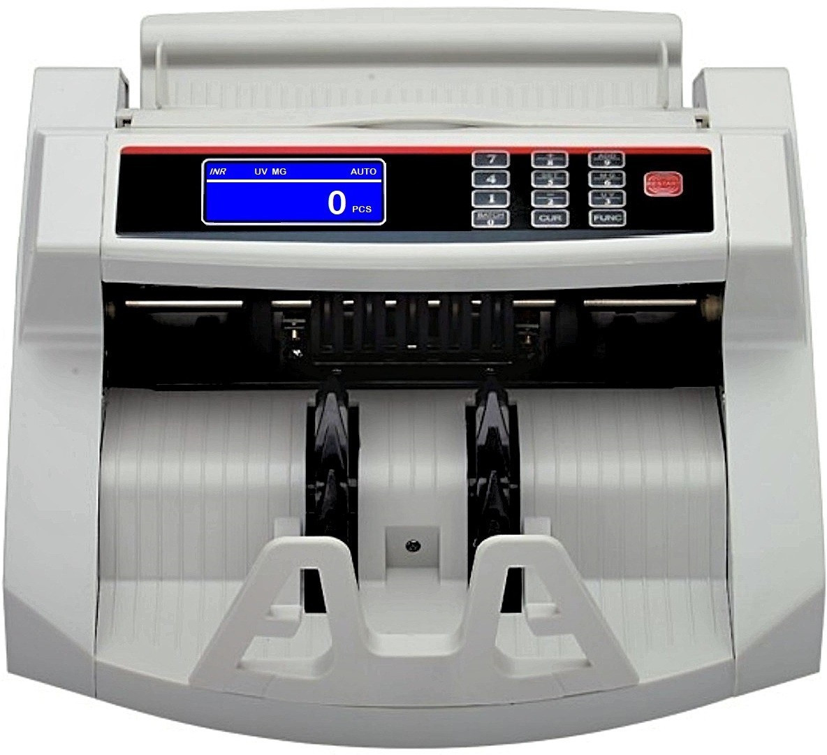 Drop2Kart Automatic Cash Counter with UV/MG Fake-Bill Detection, All INR Currency Support, Big RGB LCD Display with Fake-Note Alarm Note Counting Machine image 1