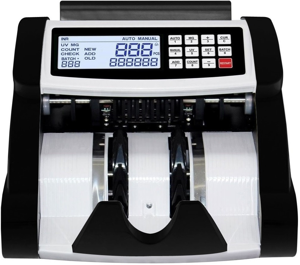 Drop2Kart LCD Bill Counter for All Indian Currency Notes - UV/MG/MT/IR Sensors, Dual Heavy-Duty Motor, External LED Display, Fake-Note Alarm Note Counting Machine image 1