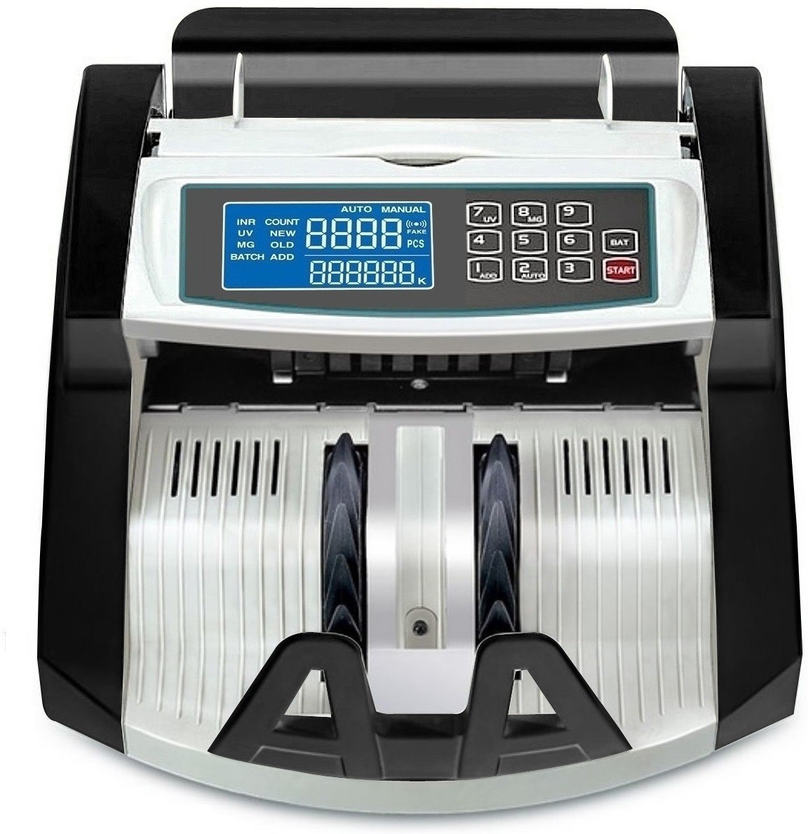Drop2Kart Cash Counter - LCD Display, Dual Heavy-Duty Motor, Counts All INR, UV/MG/MT/IR Sensors, FakeNote Alarm, After-Sales Service Support Note Counting Machine image 1