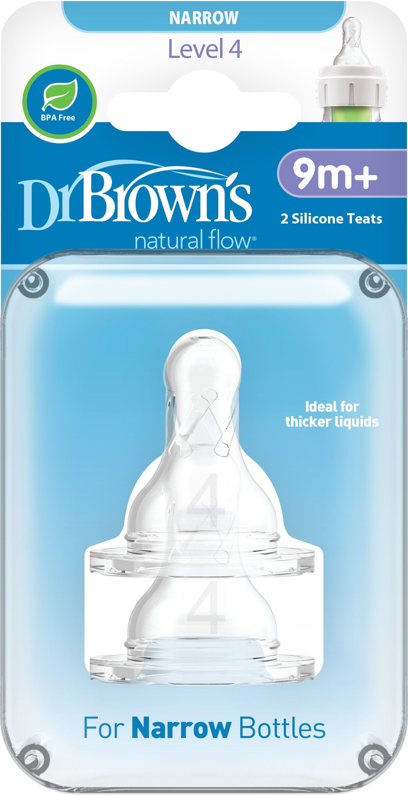 dr. brown's Standard Neck Baby Bottle Nipple 2 Pack Size: Level 4 Fast Flow Nipple-picture-23