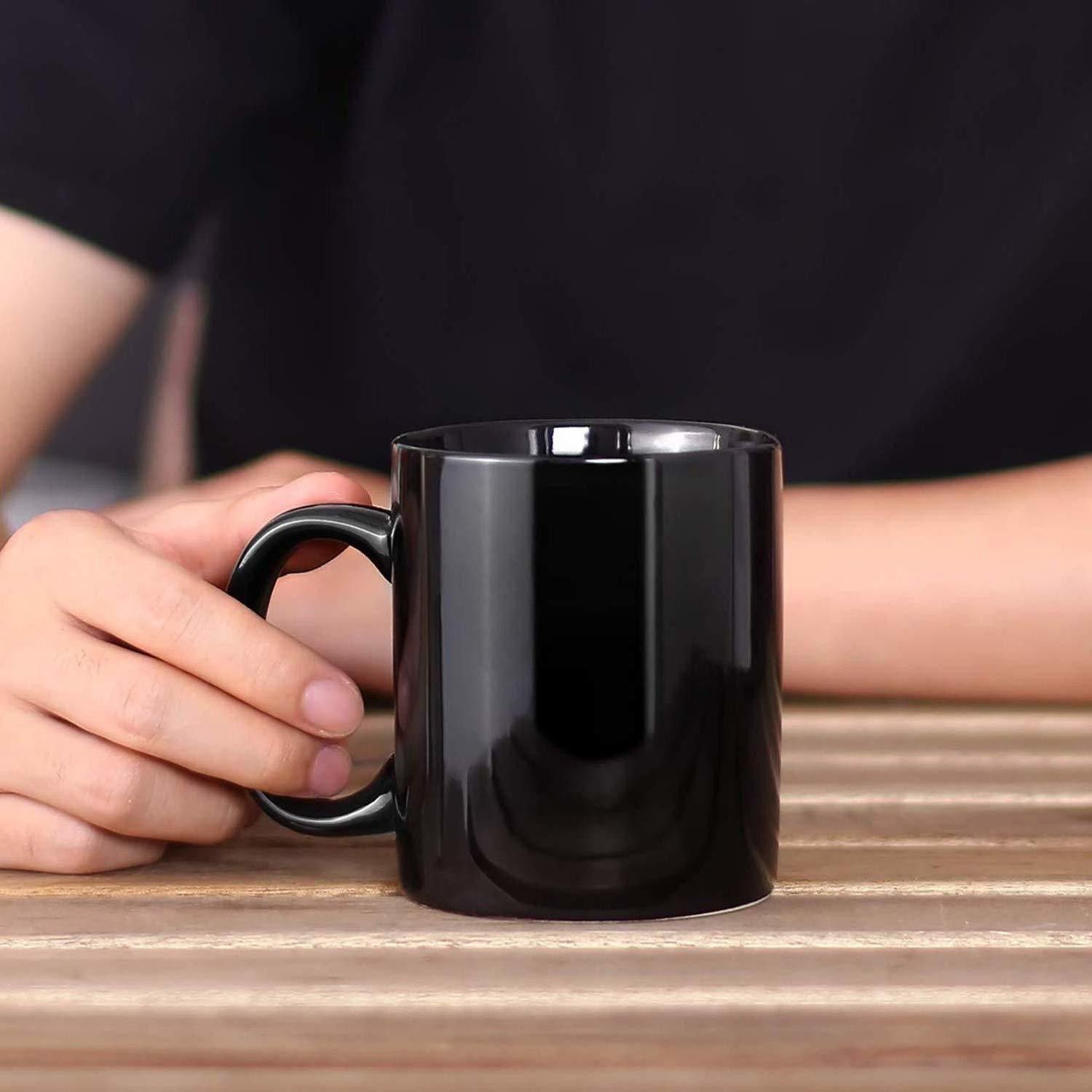 Ceramic Black Coffee | Glossy Black |Plain Ceramic| 330 ml,| Gift for Boy Friend ,Kids Gift for Kids, Brother, Gift for Girlfriend, Boyfriend, Husband, Wife (Black Pack of 1) Ceramic Coffee Mug-image-2