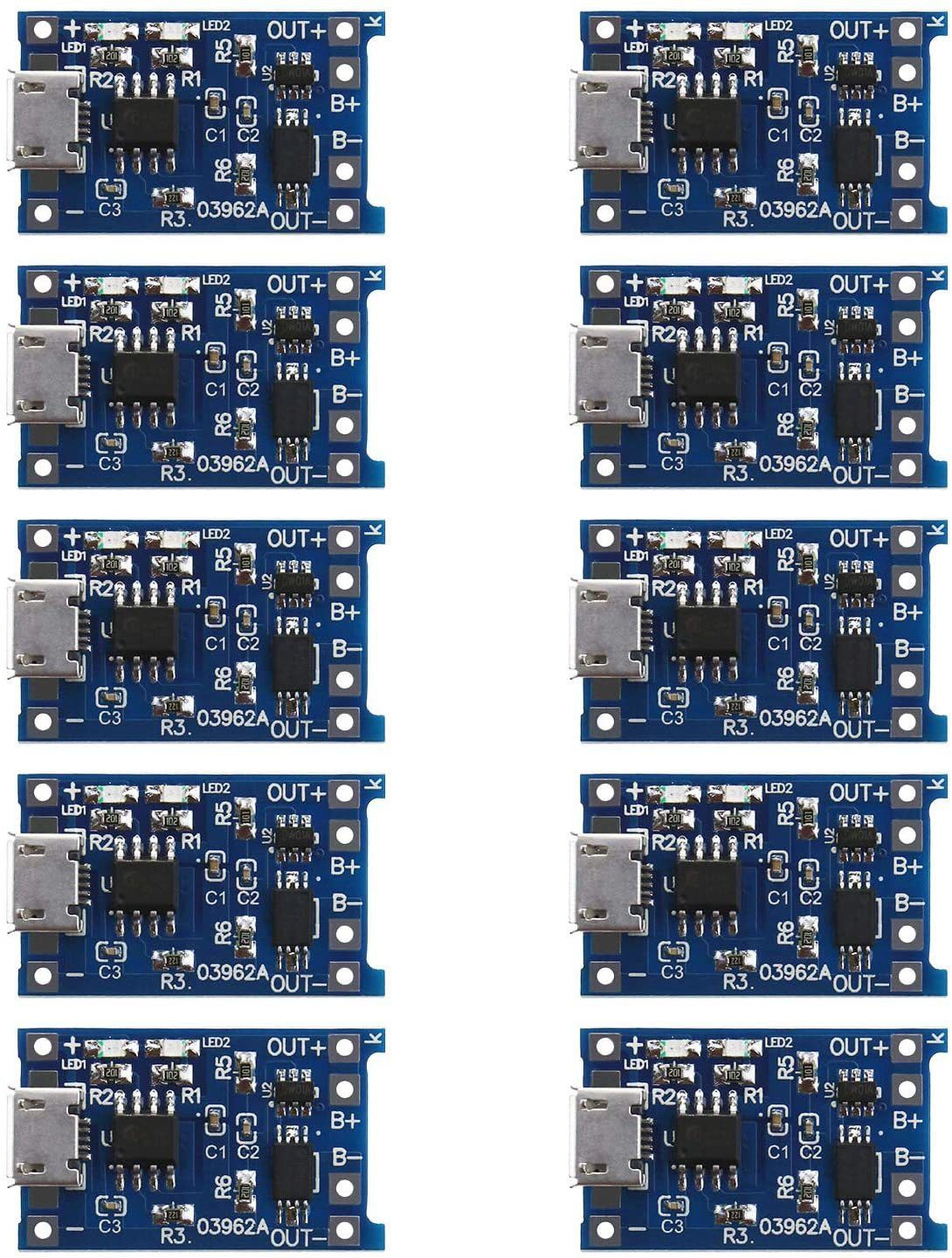 10Pcs TP4056 5V 1A 18650 Lithium Battery Charger Charging Board Module Micro USB Interface Electronic Components Electronic Hobby Kit-image-4