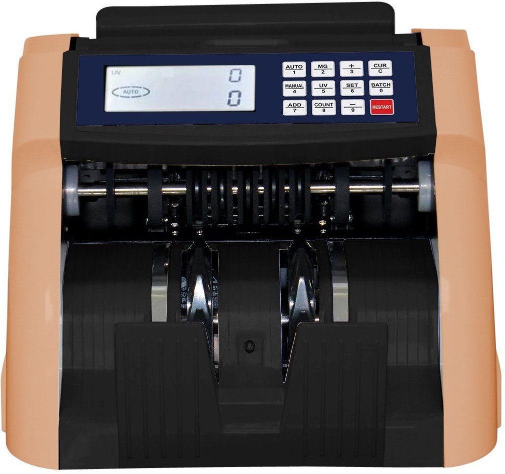 Drop2Kart Cash Counter - LCD+LED Display, Dual Heavy-Duty Motor, Counts All INR, UV/MG Sensors, FakeNote Alarm, After-Sales Service Support Note Counting Machine image 1