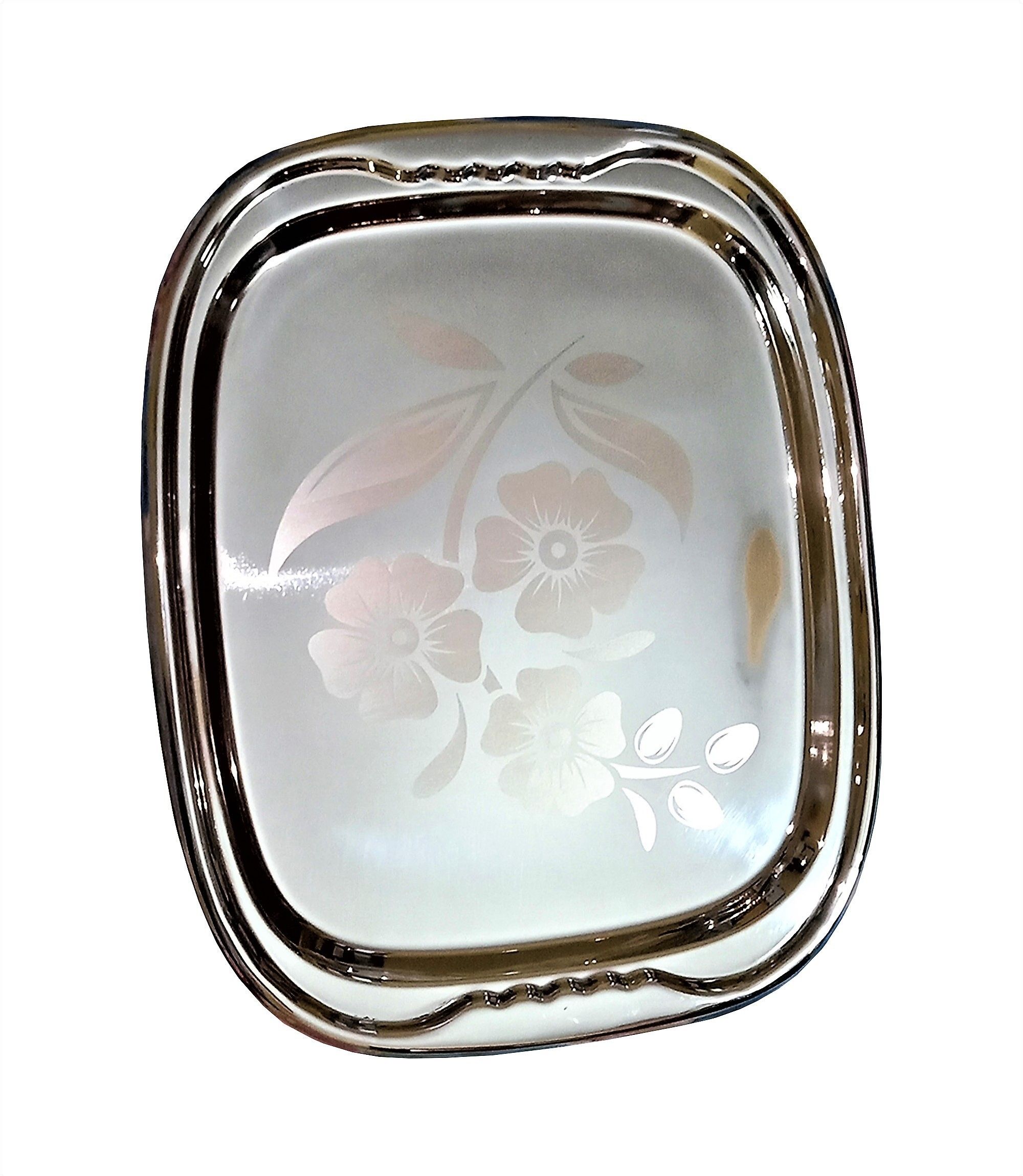 Serving Tray / Fruit Tray / Deep Tray with Permanent Flower Print Unbreakable (Large (36 x 29 x 2 cm) ( wt 480 gm) Tray-image-40