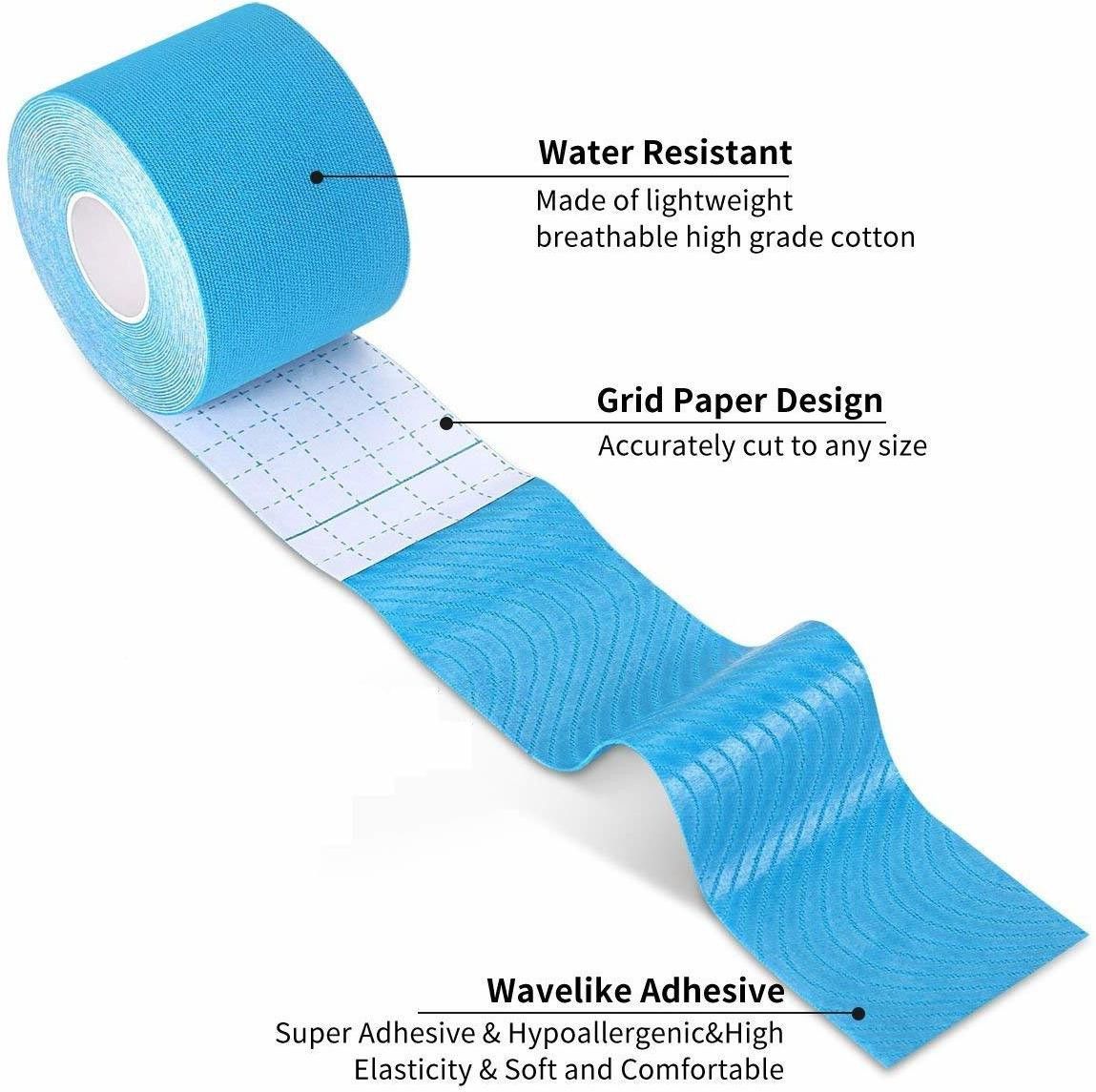 Waterproof Kinesiology Tape Sports Tape For Injury, Muscle Support, Pain Relief Crepe Bandage