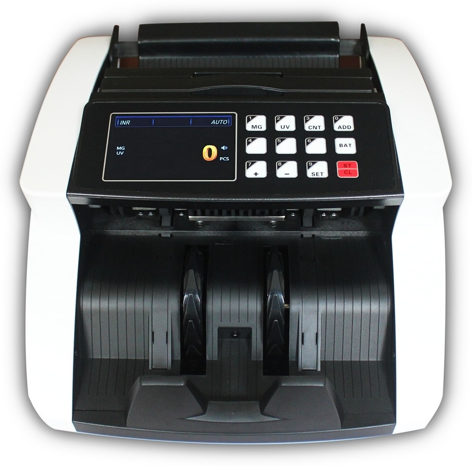 Drop2Kart Cash Counter - UV/MG Japanese Sensors, Big RGB LCD Display with FakeNote Alarm, HeavyDuty Motor, LED External Display Note Counting Machine image 1