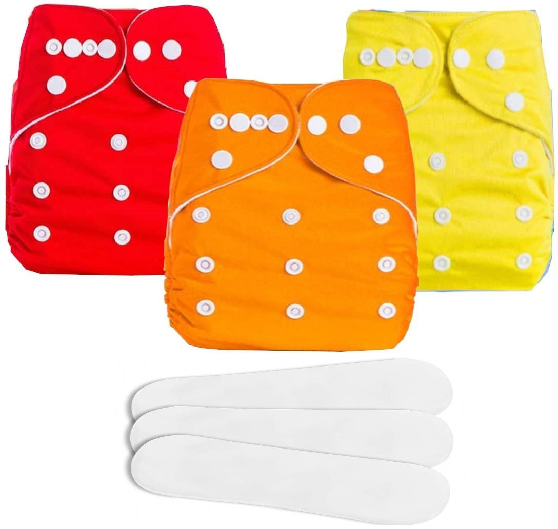 kidsify Washable Baby Cloth Diaper Reusable, Adjustable Size, Waterproof, Pocket Nappie with Inserts (3 Diaper and 3 Insert Pad) image 1