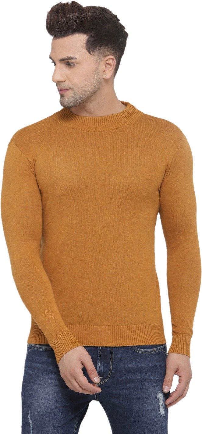 style quotient Men Solid Round Neck Brown Sweater-picture-15