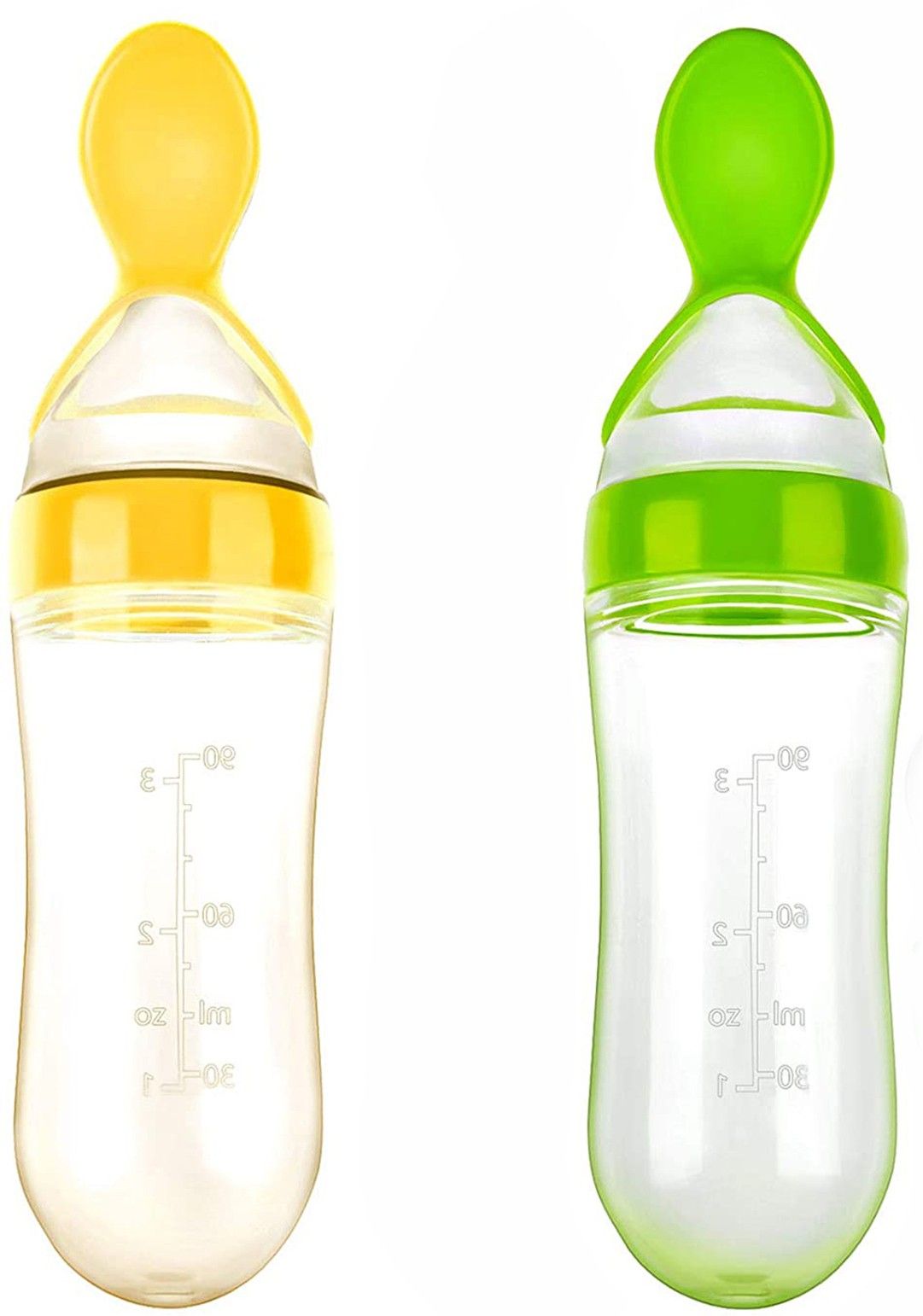 Presents 2 Pcs Soft Silicone Baby Food Feeder Squeeze Bottle for Solid Food with Dispensing Spoon Squeeze Feeder with Spoon - Spoon Bottle for Baby 90ml Feeder-image-12