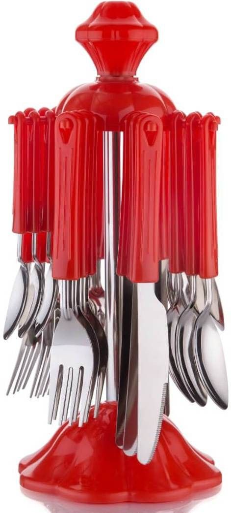 finner Red Stainless Steel, Plastic Cutlery Set (Pack of 1) Steel Cutlery Set-picture-14