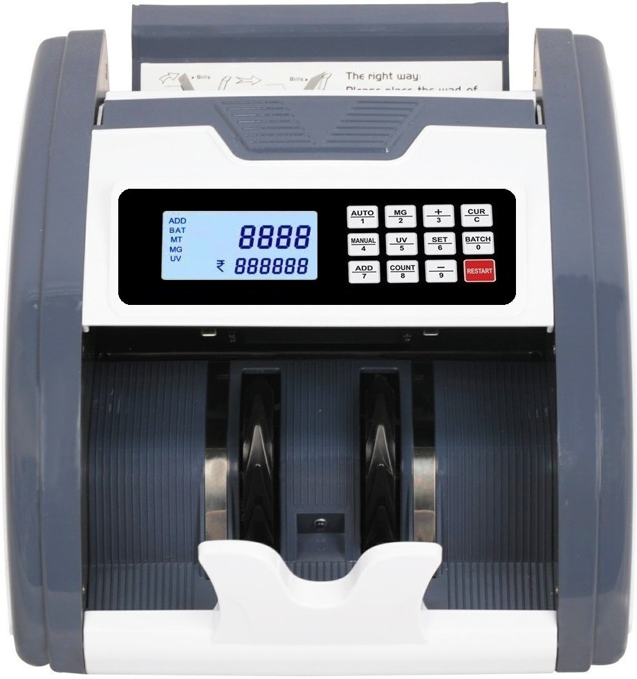 Drop2Kart Bill Counter with UV/MG/MT Fake-Note Detection, Multiple Operation Modes, Dual Display - LCD+LED, After Sales Service Support Note Counting Machine image 1