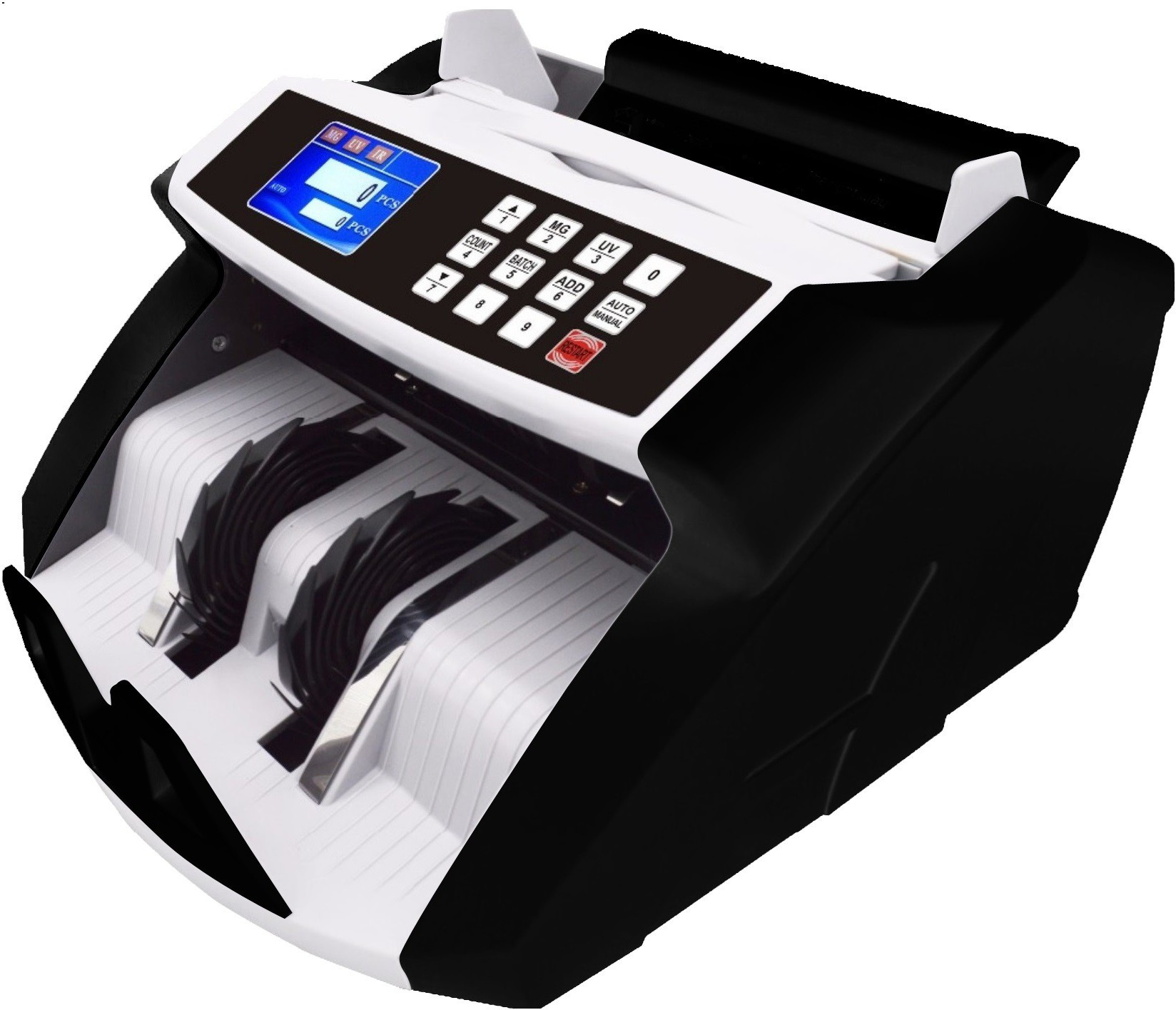 Drop2Kart LCD Money Counter with UV/MG/MT/IR FakeNote Detection, Counts All INR Bills, LED External Display with Dual HeavyDuty Motor Note Counting Machine image 1