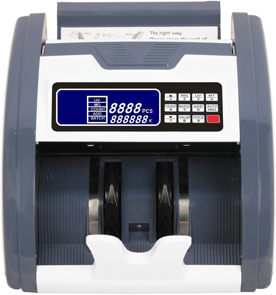 Drop2Kart Automatic Cash Counter with UV/MG/MT Sensors, All INR Currency Support, RBG LCD Display, HeavyDuty Motor with Fake-Note Alarm Note Counting Machine image 1