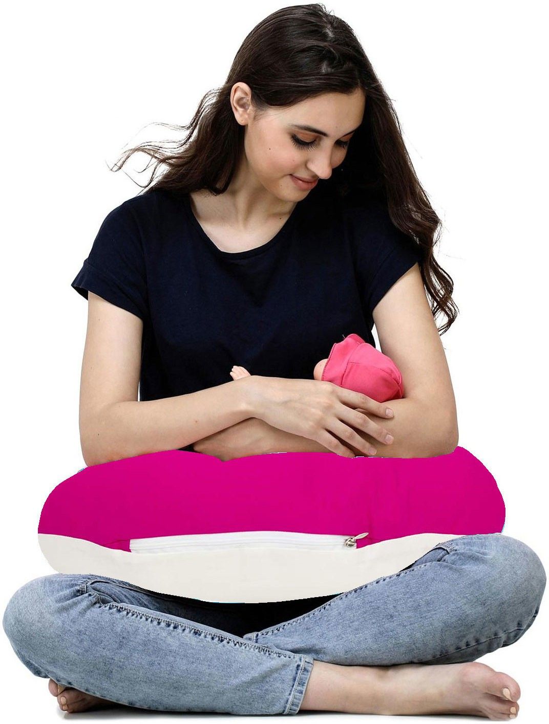 Pink Beige with Inner extra Cover Breastfeeding Pillow