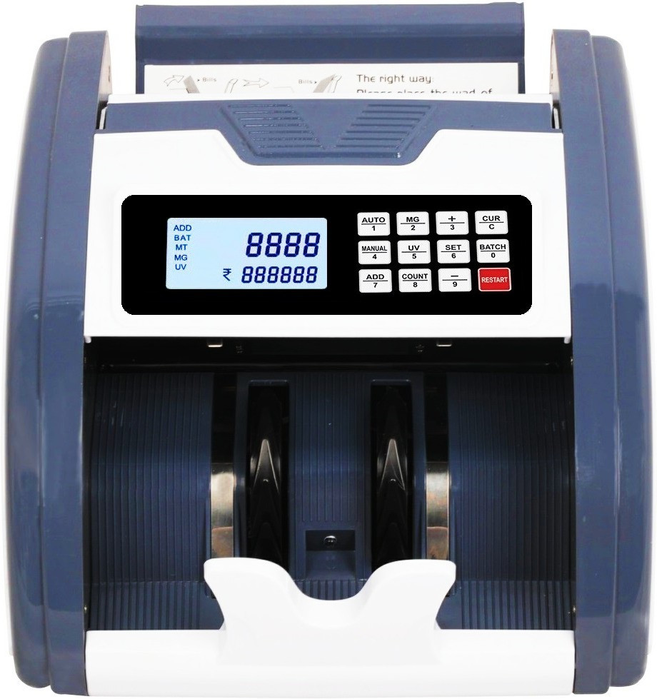 Drop2Kart Bill Counter with LCD Display - UV/MG/MT Japanese Sensors, ADD+BATCH Modes, Counts All INR Currency, LED External Display Note Counting Machine image 1