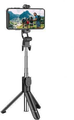 Ruhi Collection Good Arrival XT-02 Selfie Stick, Extendable Selfie Stick with Tripod Stand and Detachable Wireless Bluetooth Remote, Ultra Compact Selfie Stick for Mobile Tripod Tripod Tripod Kit, Monopod Kit, Tripod Clamp image 1
