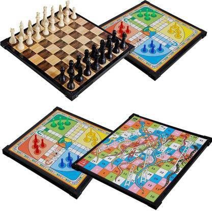 aquila Ludo + Chess + Snake & Ladders 3 in 1 Board Game Combo With Two Set OF Ludo Coins + Dice & Chessmen Coins Strategy & War Board Game-picture-15