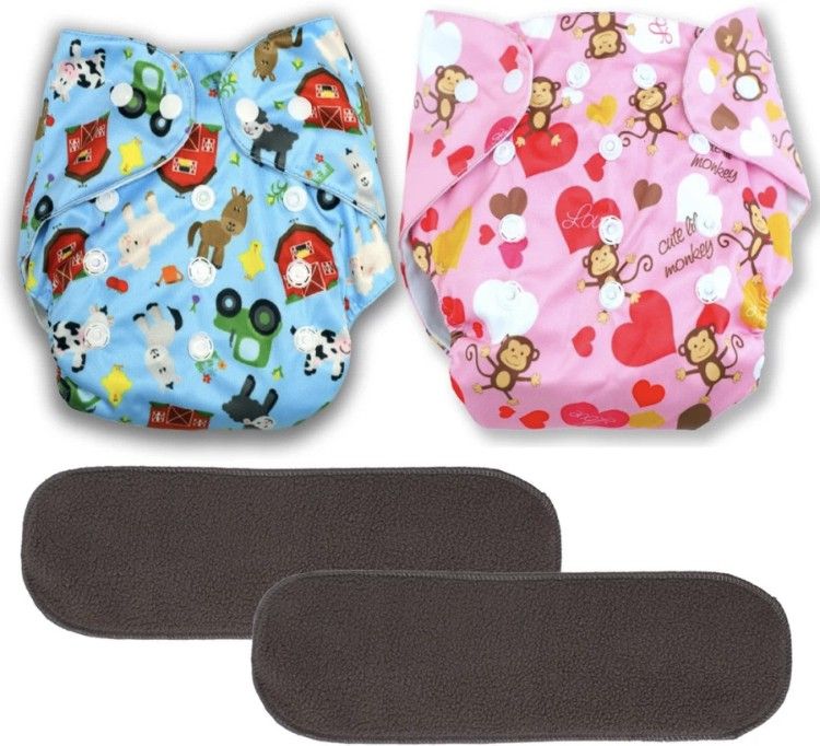 Trendy Reusable Adjustable Washable Multicolour Printed Diaper Nappy With High Absorbing Insert/Liner For Baby New Born To 2 Year (2 Diaper +2 Insert)-image-20