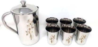 HIGH QUALTY FLOWER LASER Jug Glass Set (STAINLESS STEEL) Jug Glass Set-image-20