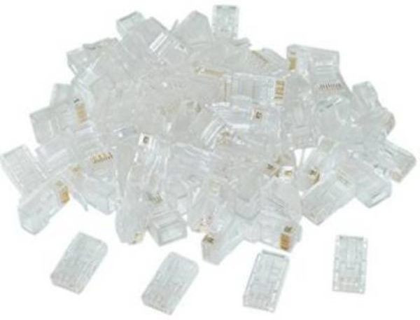 Everyonic Modular 8 Pin Network Cable Plugs RJ-45 Adapter Crimps Network Interface Card (Crystal Clear, Gold Plated) Network Interface Card Network 100 pcs Network Interface Card image 1
