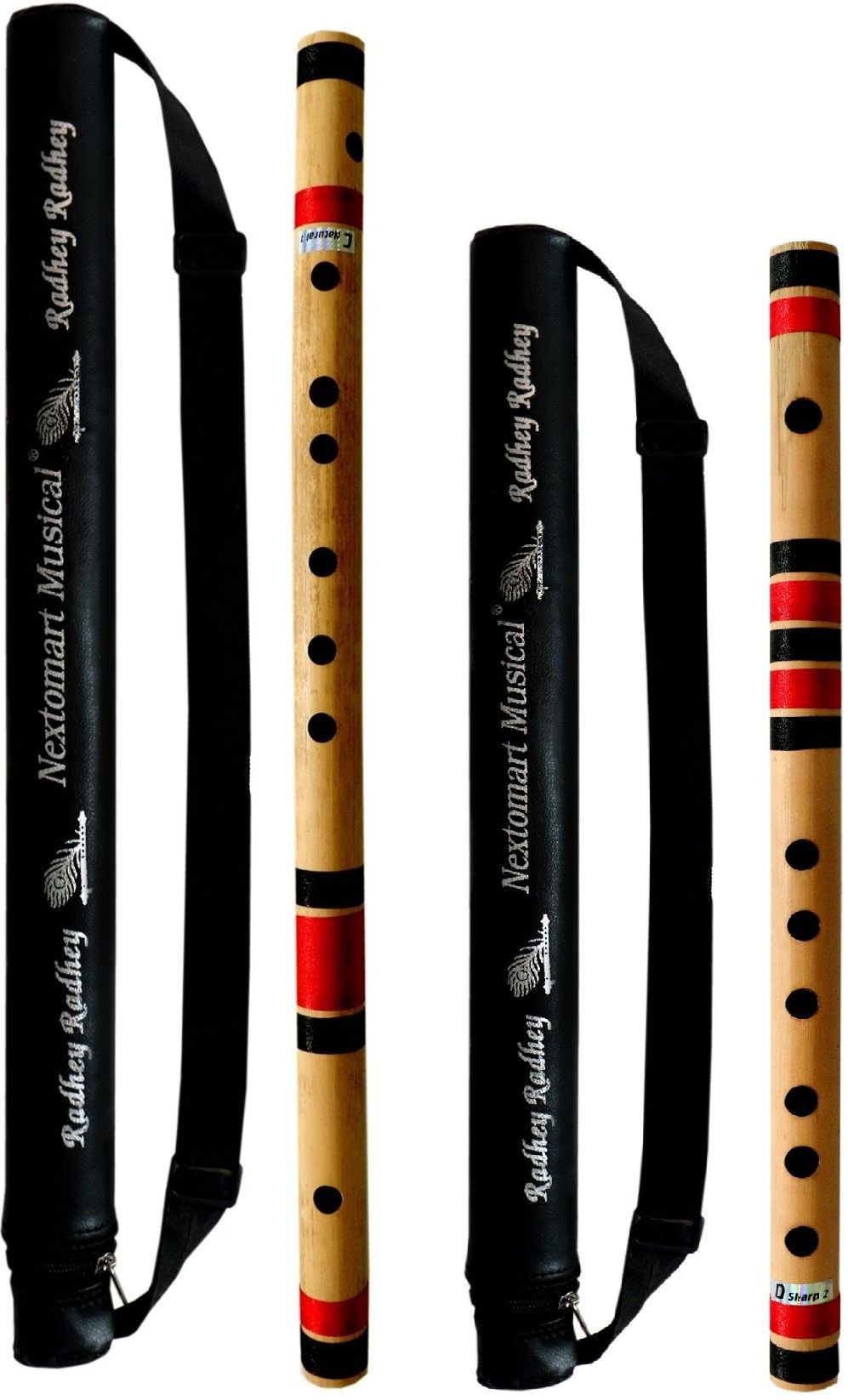 nextomart Musical Combo Flutes C Natural 7 Hole (19 Inch) & D Sharp 6 Hole (16 Inch) Bamboo Flute Bansuri with Flute Carry Bag Free Bamboo Flute-picture-27