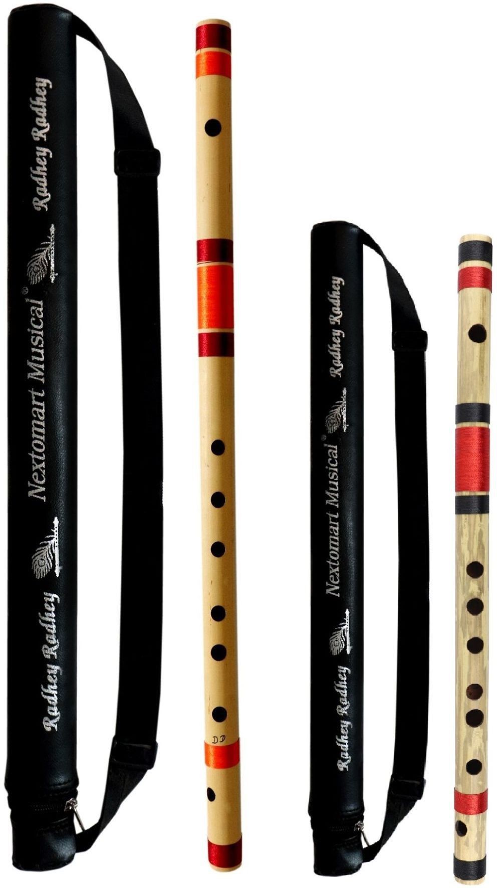 nextomart Musical Combo Flutes DD Base (24 Inch) & F Sharp (14 Inch) Bamboo Flute Bansuri with Flute Carry Bag Free Bamboo Flute-picture-24