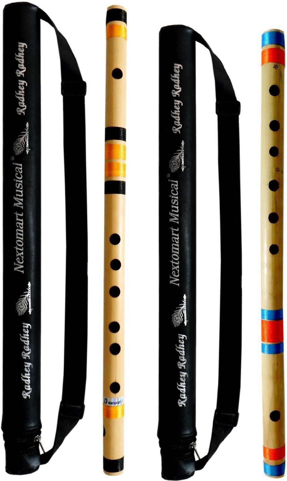 nextomart Musical Combo Flutes D Natural 7 Hole (18 Inch) & G Scale (17 Inch) Bamboo Flute Bansuri with Flute Carry Bag Free Bamboo Flute-picture-25