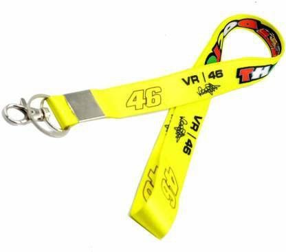 The Doctor Valentino Rossi VR-46 Yellow Fabric IDTag Keychain with lock Lanyard Carabiner