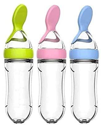 90ML Newborn Baby Feeding Bottle Toddler Safe Silicone Squeeze Feeding Pak of 3- Silicone-image-20