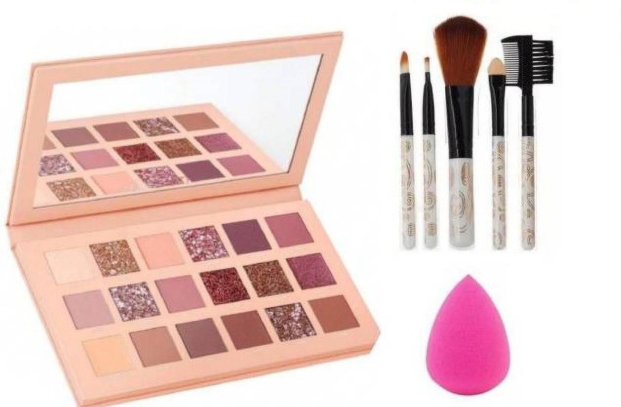 Fashion Makeup nude eyesgadow + 5 pcs makeup brush + 1 puff-image-1