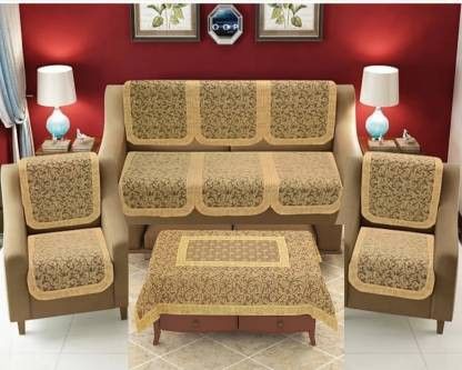 ag creations Cotton Sofa Cover (Gold Pack of 7) Sofa Fabric-picture-18