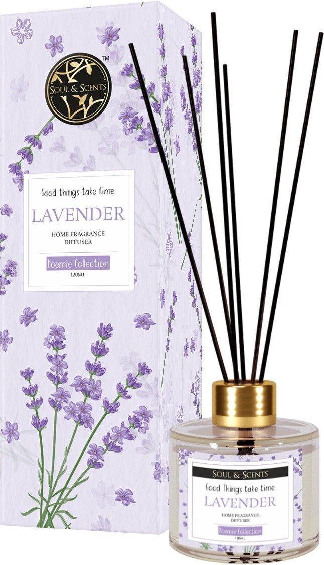 soul & scents Lavender Diffuser Get 6 Fiber Stick Natural Fragrance & Smokeless Room Freshener Diffuser Set-picture-16