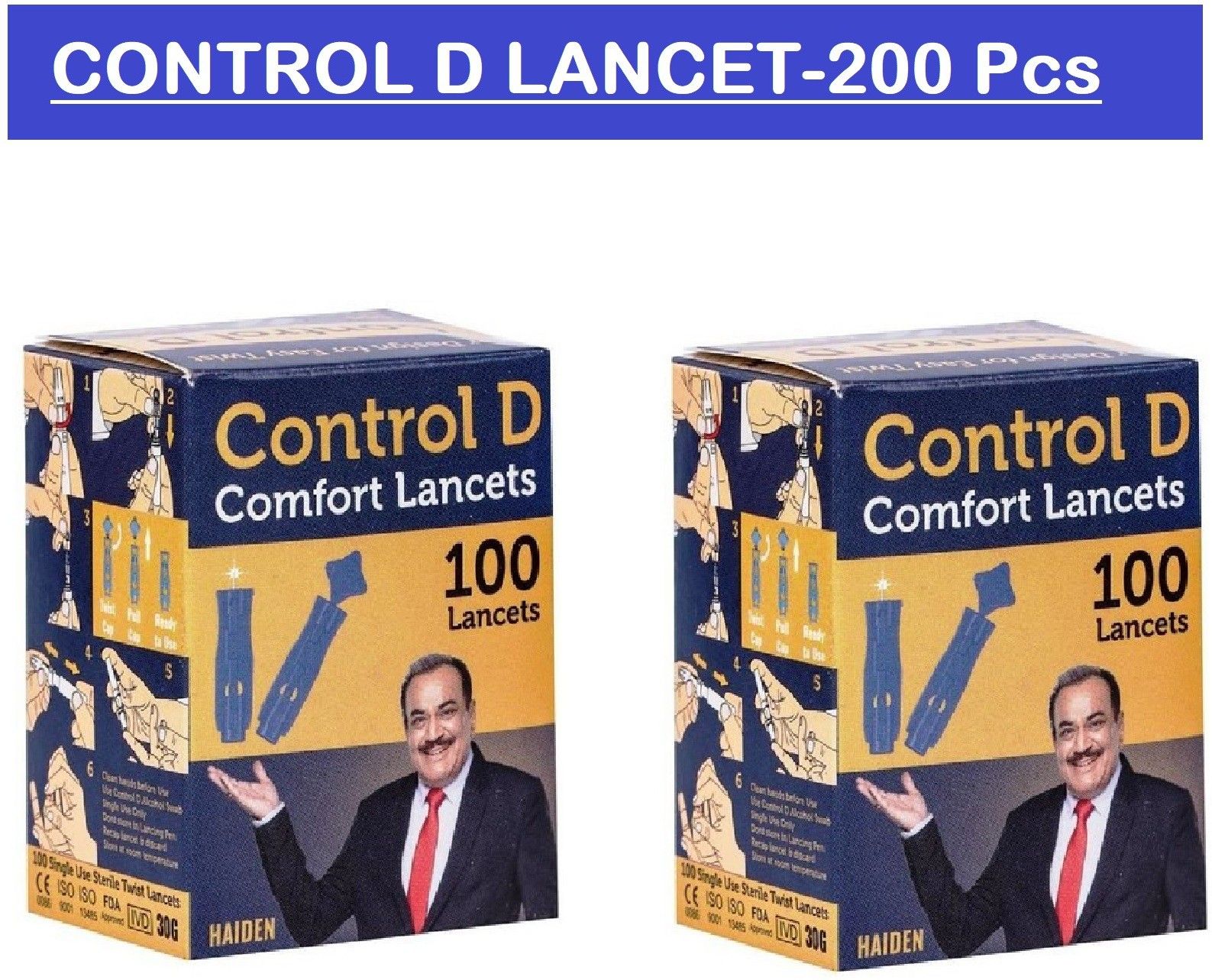 Control D Glucometer Lancets 2 Pkts 30 Gauge Blue Stainless Steel Glucometer Lancet-200 Pcs Glucometer Lancets-picture-20
