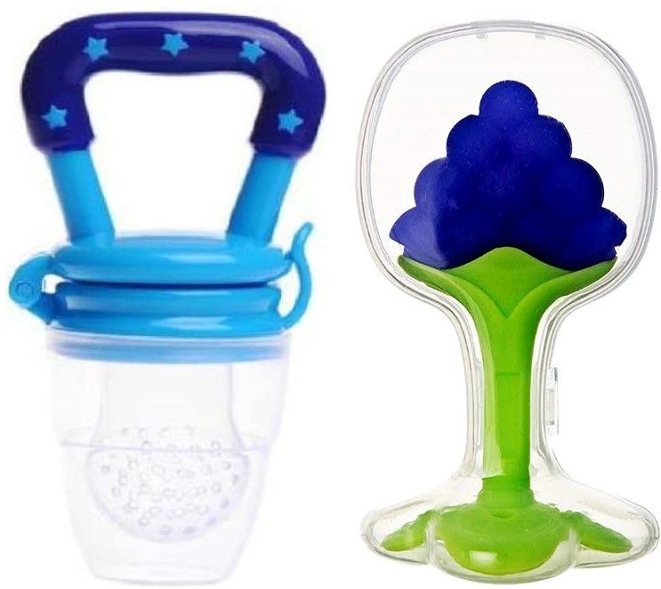 Nibbler Soother for Babies Fruit Feeder Kids Nipple Pacifier for Fruit Vegetable and Fruit Shape Silicone Teether (Set of 2) Teether-image-17
