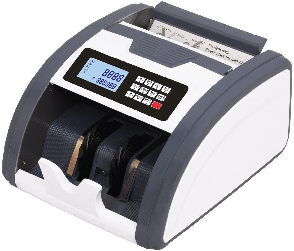 Drop2Kart Bill Counter - Automatic Counting, Supports All Indian Currency, Bright LCD Display, UV/MG/MT Fake-Note Detection, LED External Display Note Counting Machine image 1