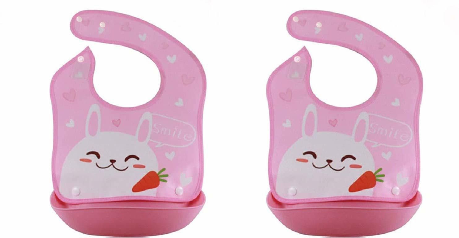 2 Pieces Waterproof Silicone Roll up Washable Crumb Catcher Baby Feeding Eating Bib-image-38