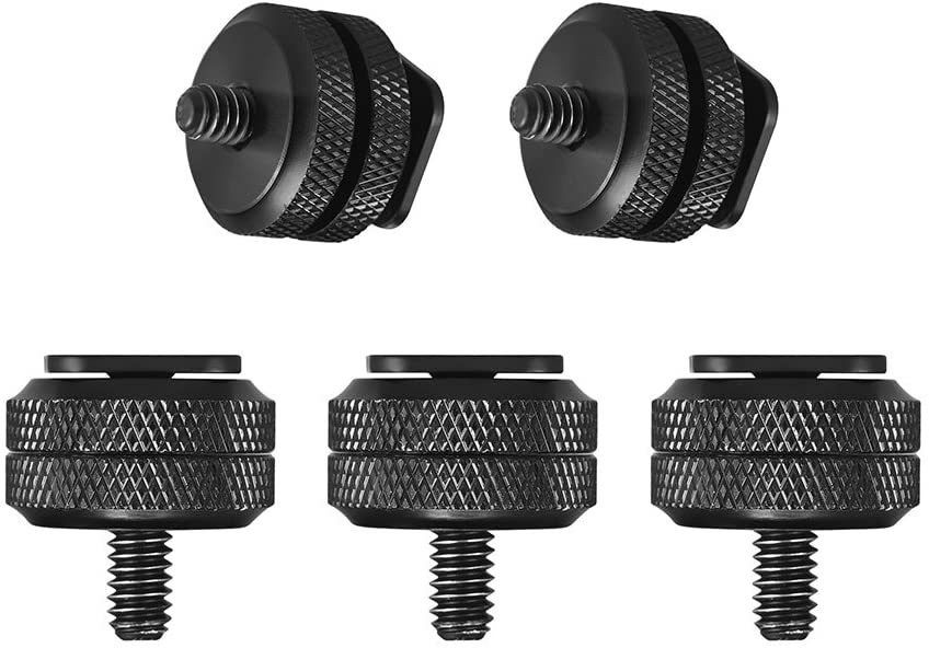 ZINROX Camera Hot Shoe With 1/4" Mount Adapter, Pack Of Five (5), Flash Shoe Mount for DSLR Camera, Led Light etc. Flash Shoe Adapter