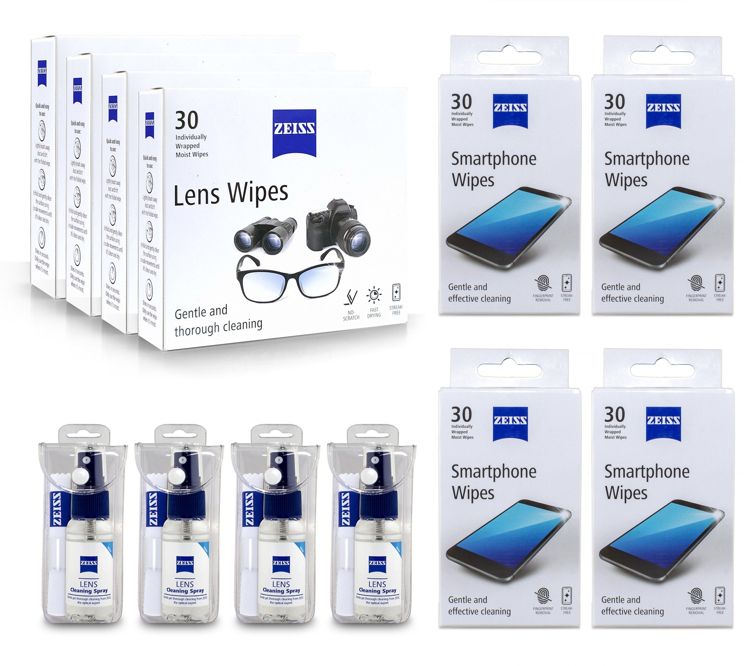 ZEISS Lens Cleaner & Pre-Moistened Smartphone & Lens Cleaning Wipes for Spectacles Glasses Camera Laptops Cell phones with Microfiber Cloth-(240-Wipes / 4-Bottle-30ml) Lens Cleaner-image-45