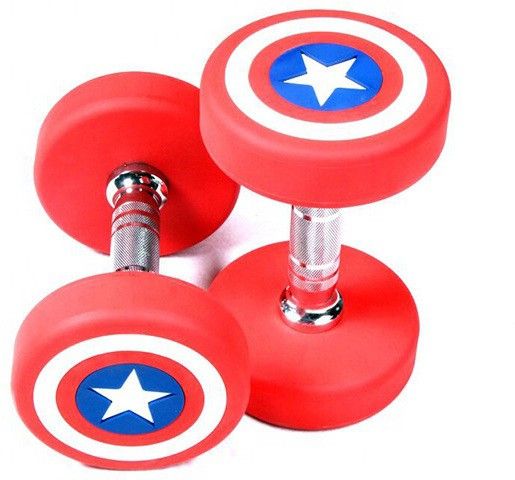 ymd 1.3 kg Captain America Premium Rubber Coated Dumbbell 20kg X 2 Home Gym Combo-picture-47