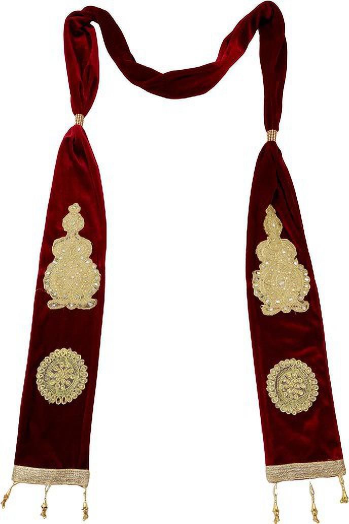Velvet Embellished Maroon Men Dupatta-image-15