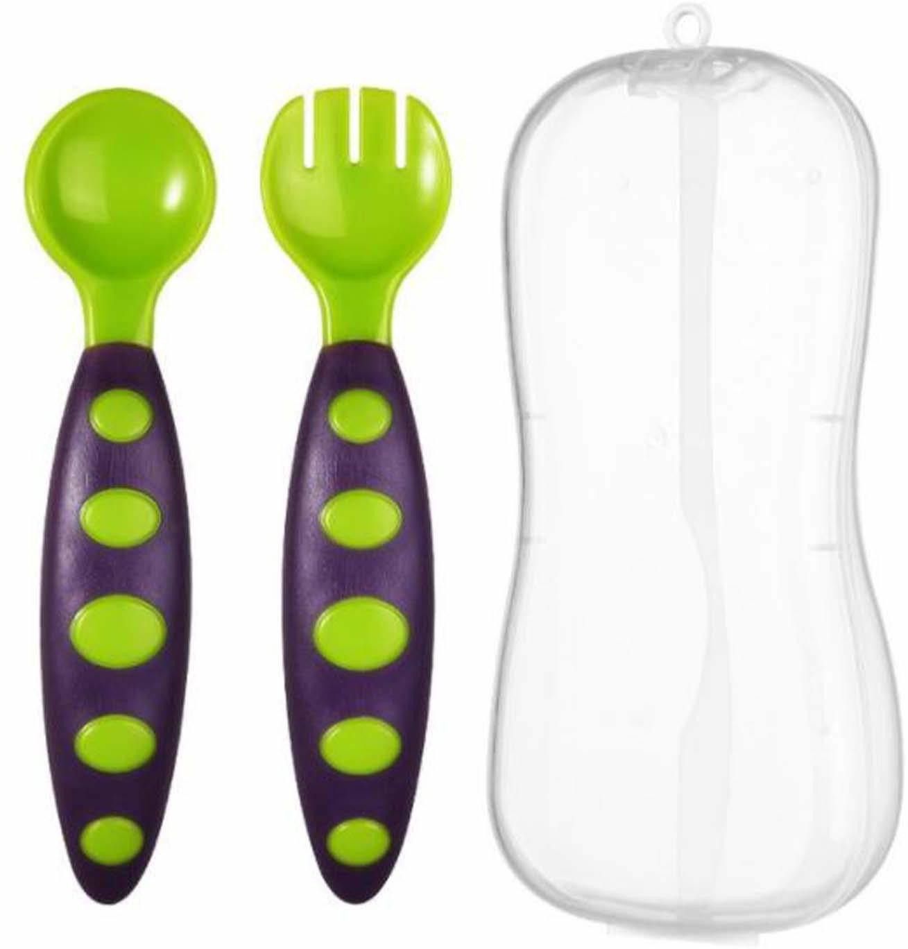 4 Spoons, 4 Forks Training Set with Box, Green and Purple, Pack of 4 - silicone-image-18